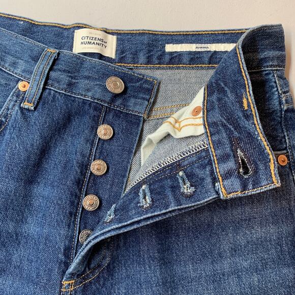 Citizens of Humanity Annina Jeans 24 Blue Denim High Rise Wide Leg Straight - Picture 8 of 16